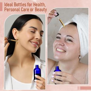 Venta al por Mayor de Botellas de Vidrio Vacías de 30ml, 50ml y 60ml para Aceites Esenciales, con Gotero, Personalizables, Color Azul, Forma Plana, 1oz, 2oz - Product Image 4