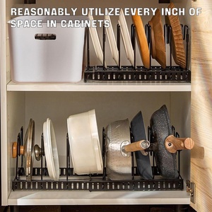 Organisateur de casseroles extensible pour <span class=keywords><strong>placard</strong></span> avec 8/10 compartiments, support pour couvercles de casseroles, organisateur de casseroles réglable, support pour planches à découper - Product Image 5