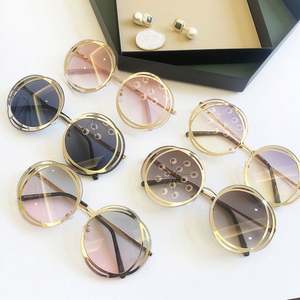 Vente en gros de lunettes de soleil tendance, monture métallique, grande taille, UV400, lunettes de soleil rondes surdimensionnées pour femmes, 2021 - Product Image 6