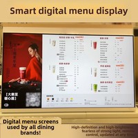 Écran d'affichage de menu électronique avec cadre en alliage d'aluminium pour café, salon de thé, liste de prix, recettes, carte de repas dynamique, commande de table