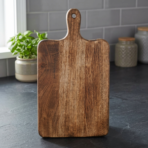 Planche à découper rectangulaire en bois avec poignée, finition bois naturel - Product Image 2