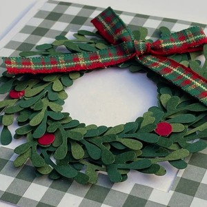 Christmas Wreath Greeting Card <b>Handmade</b> <b>Paper</b> Rectangle Matte Varnish Festival Holiday Card - Product Image 4
