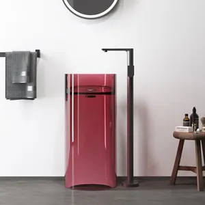 Lavabo independiente de diseño clásico moderno Lavabo de baño transparente con columna cilíndrica Capacidad personalizada para uso en hoteles