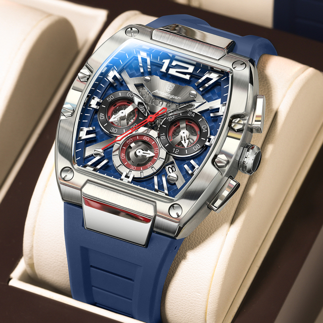 Poedagar 9051 Luxury Sport Multifunctional Waterproof Silicone Strap Men Chronograph Quartz Watch