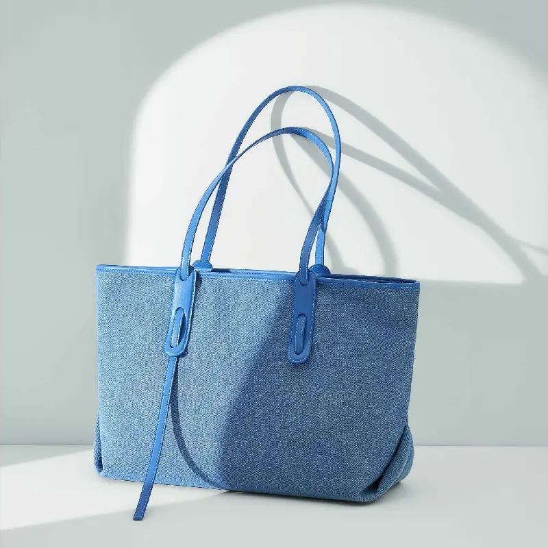 Borsa a mano moda 2023 all'ingrosso per donna in vera pelle con borse da lavoro per laptop a tracolla in denim borsa tote da donna di design di lusso