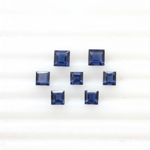 Piedras preciosas de corte cuadrado de zafiro azul Natural de 4mm, cuentas sueltas facetadas para fabricación de joyas, piedra de zafiro calibrada de mayorista - Product Image 1