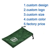 Sac en velours suédé vert olive avec cordon de serrage, impression de logo personnalisé, pour lunettes de soleil, sac de luxe