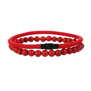 Pulsera Tejida Ajustable <span class=keywords><strong>de</strong></span> Piedra Volcánica con Nudo <span class=keywords><strong>de</strong></span> Diamantes, Turquesa Roja y <span class=keywords><strong>Ojo</strong></span> <span class=keywords><strong>de</strong></span> <span class=keywords><strong>Tigre</strong></span>, Joyería para Hombre - Product Image 1