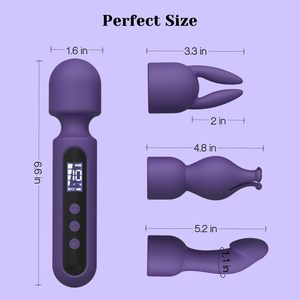Kit <span class=keywords><strong>Vibrator</strong></span> <span class=keywords><strong>Wand</strong></span> Mainan Seks Dewasa untuk Pasangan dengan 3 Aksesoris untuk Stimulator Klitoris Titik G Glans Stimulator Klitoral Dildo Bergetar dengan LCD - Product Image 6