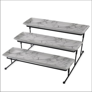 Plateau de service rectangulaire en céramique et porcelaine, 3 niveaux, pour hôtel et restaurant, blanc, écologique, vente en gros - Product Image 2