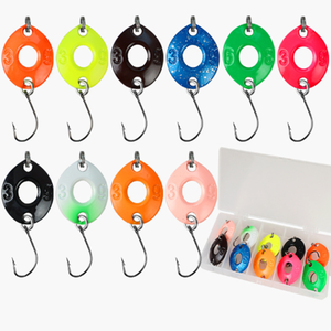 Nouveau 10 pièces/boîte leurre clignotant métal Micro crochet unique bouton clignotant coulée <span class=keywords><strong>ensemble</strong></span> pour Crappie et basse - Product Image 1