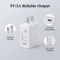Adaptateur USB AC DC certifié ROHS ETL FCC, 5V 2A, prise US, efficacité de niveau VI pour les appareils ménagers, vente flash