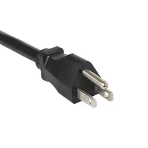 NEMA 5-15P Plug Type B Power Cord with PVC SJTW 3x18AWG Flexible Cord and Cable