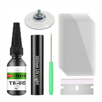 Kit de réparation de fissures de pare-brise de voiture professionnel Top-Bond avec colle UV, sans trace après réparation, résine de réparation de pare-brise transparente
