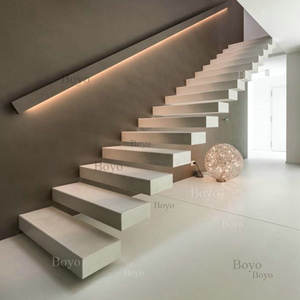 Escalera Flotante de Mármol Grueso de Diseño Minimalista, Escalera Flotante de Mármol <span class=keywords><strong>Blanco</strong></span> Personalizada - Product Image 2