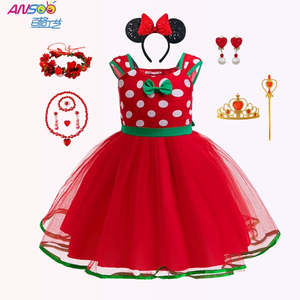 BAIGE Nuovo <span class=keywords><strong>Vestito</strong></span> Principessa Mickey <span class=keywords><strong>Minnie</strong></span> a Pois per Bambine, Abbigliamento Intero con Colletto a O e Pizzo Dolce - Product Image 1