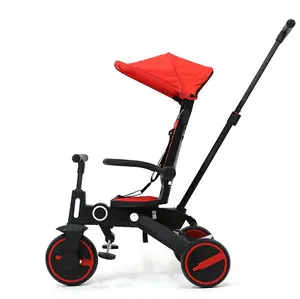 BEBELUX Summer Children Trike 7 In 1 Baby Ride On Car Kids Pedal Bike Toddler Outdoor Push Stroller Factory Red Kids Tricycle