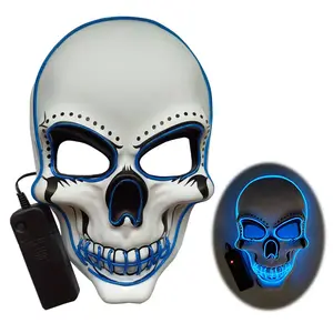 2024 vente chaude Halloween masque pas cher LED clignotant fête masque Costumes effrayant masque pour fête fournitures faveur