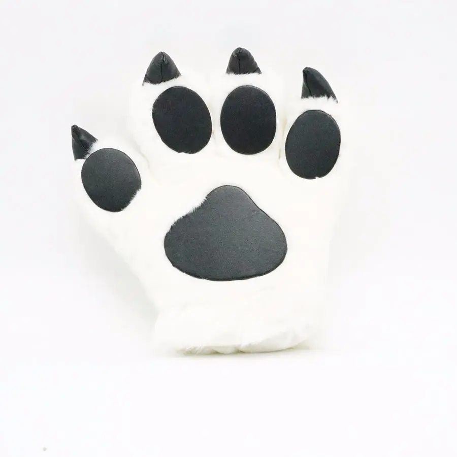 B480 divertido realista lindo Animal blanco pata de tigre guantes para Cosplay Halloween juego de rol niño Animal guantes