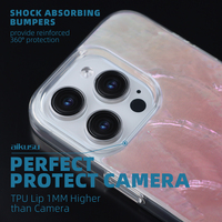 1.5M Drop Protection Choc Résine Époxy Perle Rose Cas Anti Jaune Tpu Pc pour Iphne 16 15 Pro Max Clair Tpu Cas