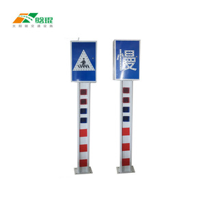 Solar Warning <b>Post</b> With Flashing <b>Lights</b> For Traffic Safety Ground Mount IP65 Reflective Steel Q235 - Product Image 2