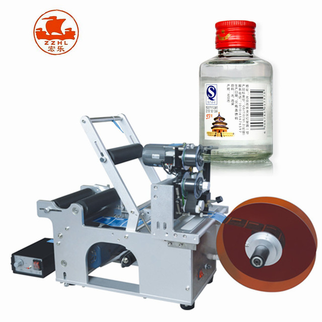 Semi Automatic Wrap Round Bottle Sticker Labeling Machine Applicator With Date Printer for Wine Tube Tin Can Vials 36