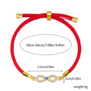 Bracelet ajustable à œil bleu coulissant avec cordon rouge, bracelets tendance avec pendentif en alliage - Product Image 5