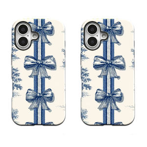 Blaue Schleife DIY TPU+PC Folie 2-in-1 Stoßfeste Handyhülle mit Handygriff für 17/16/15/14/13/12/11 Serie - Product Image 2