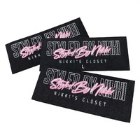 Étiquettes en coton jacquard multicolores personnalisées, coupées à la droite, enroulées, lavables, pour vêtements streetwear et grandes tailles