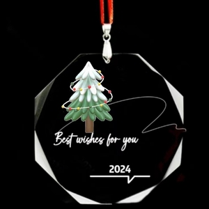 Ornement en cristal clair <span class=keywords><strong>gravé</strong></span> au laser sur mesure, en vente en gros, pour mariage ou Noël. Décoration à suspendre - Product Image 1