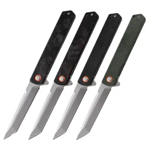 OEM Custom Wholesale D2 Blade Carbon Fiber Outdoor Pocket Knife G10 Handle EDC Folding survival Hunting Knife