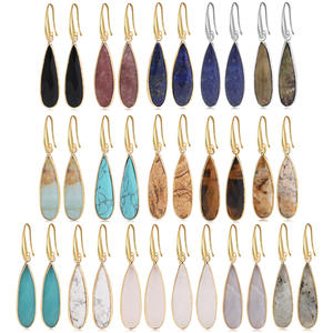 Pendientes de Piedra Facetada en Forma de Gota con Borde Dorado de Acero Inoxidable Dorado de 36 mm, Joyería de Piedras Preciosas para Mujer, Regalo para Amiga - Product Image 6