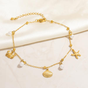 Stainless Steel Anklet Ocean Theme Crab <b>Shell</b> Pendant 18K Gold Plated Women's Jewelry Bohemian Style Foot <b>Ornament</b> - Product Image 4