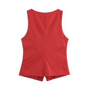 ZADE2025 femmes boutonné col carré sans manches tempérament haut printemps nouveauté gilets et gilets - Product Image 2