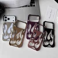 Coque de téléphone en TPU couleur unie au design créatif pour iPhone 16 15 14 11 Pro Max, motif flamme évidé, protection par dissipation thermique