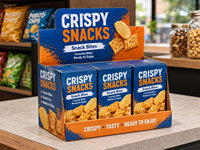 Boîte de présentation PDQ en carton écologique imprimée sur mesure, finition mate, impression offset pour comptoir de vente au détail, produits cosmétiques et snacks