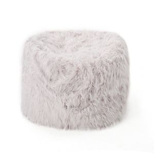 DB Mahin 5 pieds pouf en lavande arrondi contemporain en fausse fourrure design japonais traditionnel moderne pliable remplissage en mousse - Product Image 2