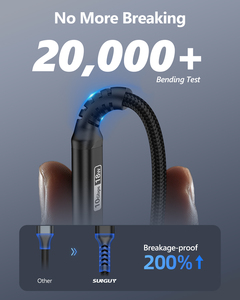 สายดาต้า USB C แบบถัก SUNGUY รุ่นสั่งทำจากโรงงาน 18W สายชาร์จเร็วอเนกประสงค์สำหรับโทรศัพท์มือถือ พาวเวอร์แบงค์ และในรถยนต์ - Product Image 5