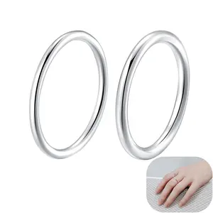 Anel de prata polida minimalista, anel simples de 1.6mm 2mm de alta qualidade, articulado para dedo esterlina 925, anel de noivado, anel de casamento, unissex 4-8