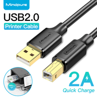 Cable USB 2.0 de Alta Velocidad Mindpure, Tipo A a B, Doble Blindaje, 480 Mbps, Conectores Chapados en Oro para Escáner, Controlador MIDI, Disco Duro Externo