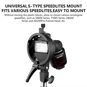 Support Pro <span class=keywords><strong>Godox</strong></span> Type S pour Flash Speedlite <span class=keywords><strong>Yongnuo</strong></span>/Nissin/Metz, Monture Bowens, en Alliage d'Aluminium, Moule Privé, pour Diffusion en Direct - Product Image 3