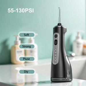 Hydrocureur portable sans <span class=keywords><strong>fil</strong></span> rechargeable personnalisable avec réservoir d'eau de 300 ml pour le nettoyage buccal, 4 modes, <span class=keywords><strong>fil</strong></span> <span class=keywords><strong>dentaire</strong></span> - Product Image 4