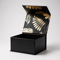 Boîte cadeau magnétique de luxe personnalisée, emballage en carton rigide mat noir, boîte pliable, coffret cadeau