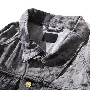 OEM Wholesale Guangzhou Male Oversized Bleached <b>Denim</b> Jacket <b>Coat</b> Custom Mens Acid Washed Bomber Jean Jackets - Product Image 4