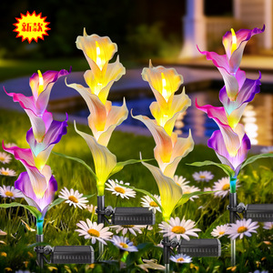 Luces solares para jardín, Calla Lily, LED, alimentadas por energía solar, resistentes al agua, decoración exterior para patio, césped, jardín - Product Image 1