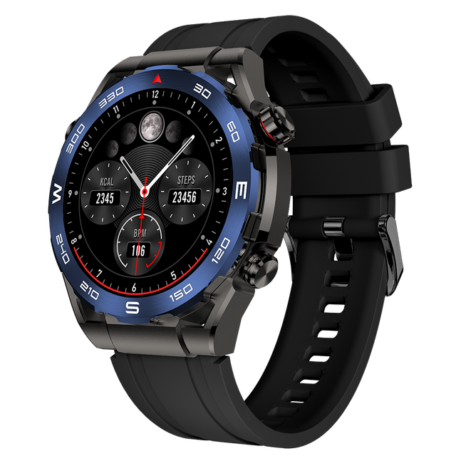 AM13 Round Dial Amoled Touch Screen Smart Watches for Men with Long Battery Life Black 22mm Straps Fitness Call Function