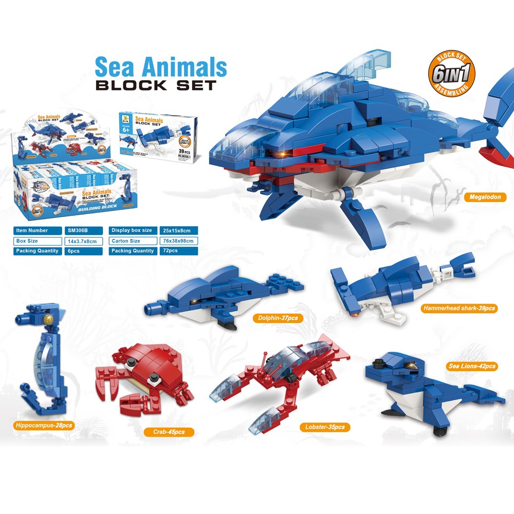 Animali marini 6 in 1 [una scatola espositiva per 6 pezzi]