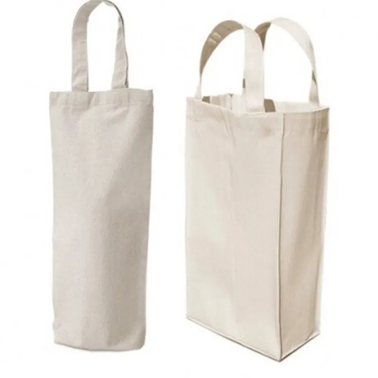 Custom reusable Canvas Cotton Tote Wine Bag with printing logo