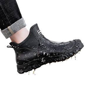 Bottes de pluie noires tendance pour hommes, à tige courte, pour l'extérieur, bottes en caoutchouc imperméables urbaines, <span class=keywords><strong>chaussures</strong></span> antidérapantes pour la marche, <span class=keywords><strong>chaussures</strong></span> en caoutchouc kaki - Product Image 1