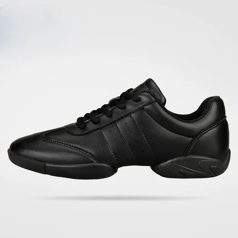 Große Größe 28-44 Leder sportliche Aerobic-Schuhe weiche Sohlen tanzen schwarze Jubel Schuhe Trainings schuhe für Männer Frauen Kinder